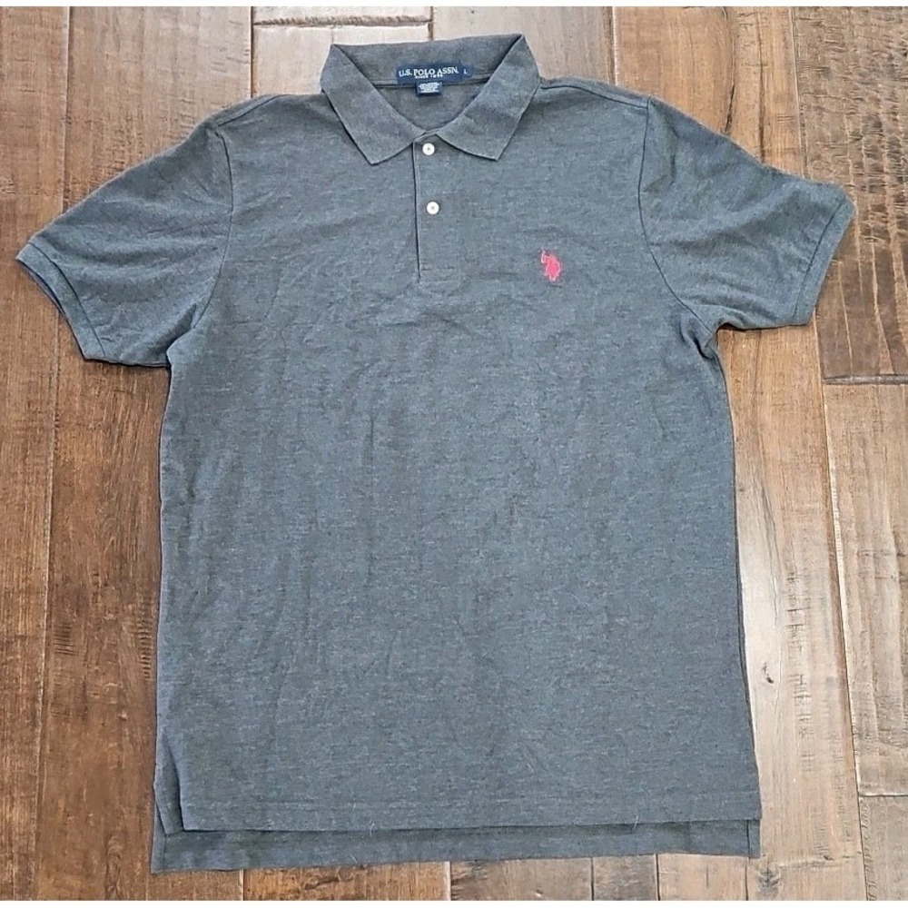 U.S. Polo Assn. Men's Short Sleeve Gray Polo Shirt, Large